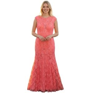 DylanQueen Custom Made Cocktail Dress Peach Laced